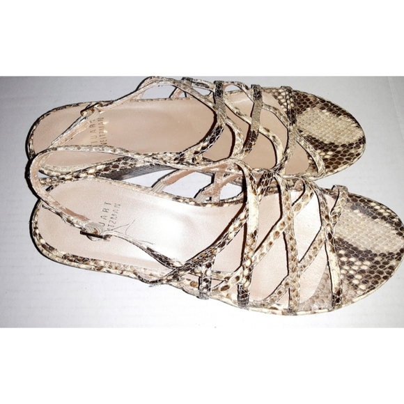 Stuart Weitzman Snake Print Strappy Slingback Wedg - Picture 13 of 16